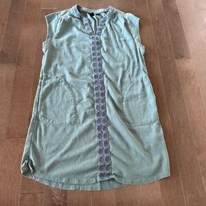 Sherpa Adventure Gear Hara Cap Sleeve Dress Organic Embroidered Granola Blue M